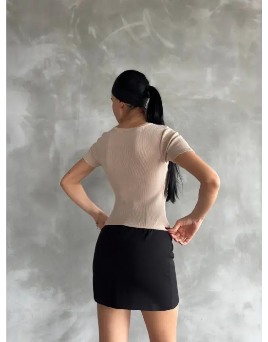 Omarı Taş Desenli Kaş Korse Bluz