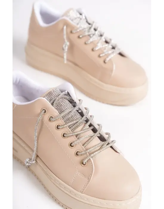 Omarı Taşlı Bayan Spor Ayakkabısı Tabaan Rengi