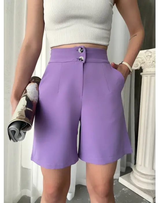 Omarı Rahat ve Şık Düğmeli Şort Modeli
