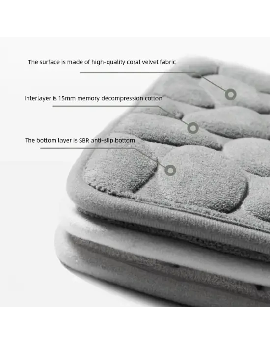 Memory Kaydırmaz Banyo Paspası Gri