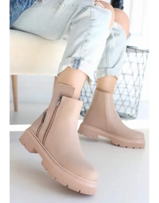 Cilt Fermuar Aksesuarlı Bot