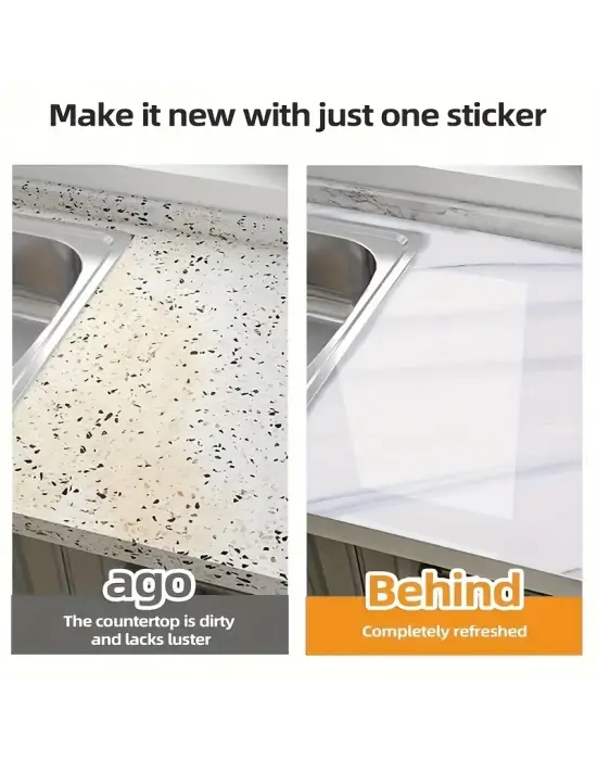 Omarı Su ve Yağa Dayanıklı Mermer Desenli Mutfak Duvar Sticker - Yüksek Sıcaklık Esnekliği İle Tezgah ve Dolapları Yenileyin