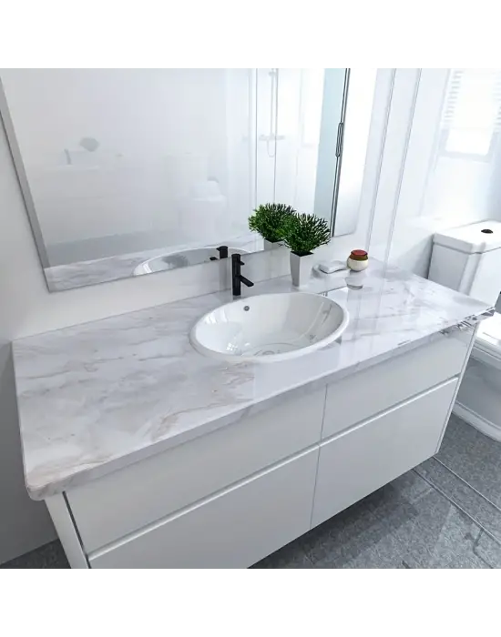 Omarı Mermer Desenli Mutfak Duvar Kağıdı Sticker - Su ve Yağa Dayanıklı!