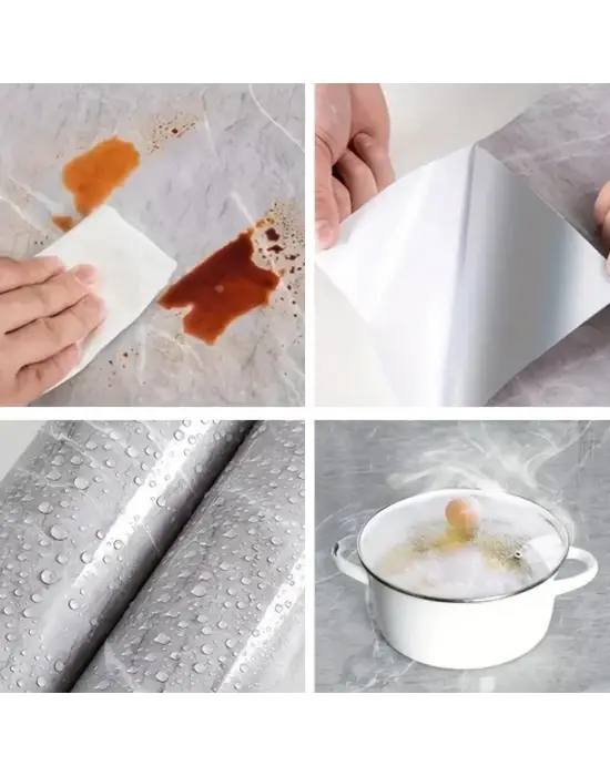 Omarı Mermer Desenli Sticker Folyo - Atina Grisi 60cm*5mt