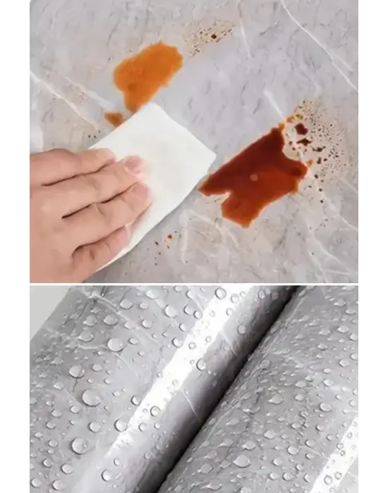 Omarı Mermer Desenli Sticker Folyo - Atina Grisi 60cm*5mt