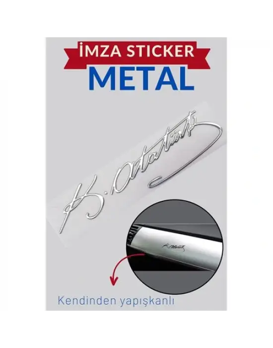 Metal 8.5 Cm Atatürk İmzası Sticker