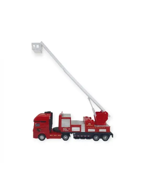 Omarı Metal İtfaiye Arabası - Merdivenli Oyuncak Model - 26cm Boyunda