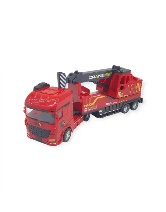 Omarı Vinçli Metal İtfaiye Arabası Oyuncak - 26cm Boyunda