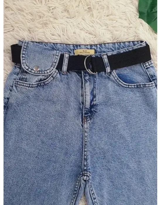 Omarı Çıt Çıt Detaylı Kot Pantolon - Açık Mavi