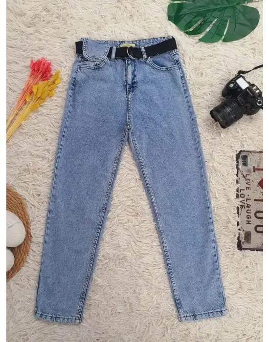 Omarı Çıt Çıt Detaylı Kot Pantolon - Açık Mavi