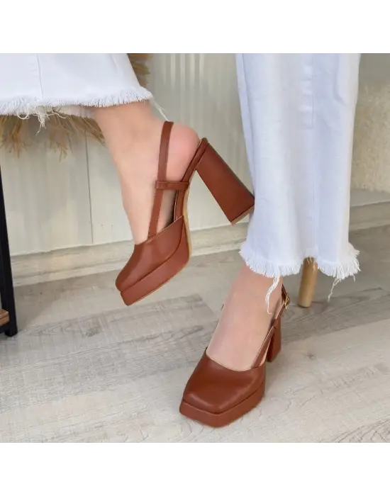 Mety Taba Cilt Topuklu Ayakkabı