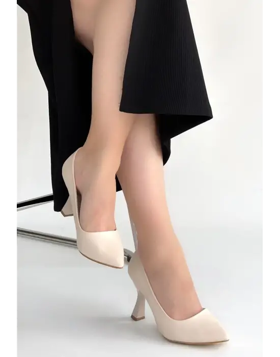 Meyli Bej Cilt Topuklu Ayakkabı