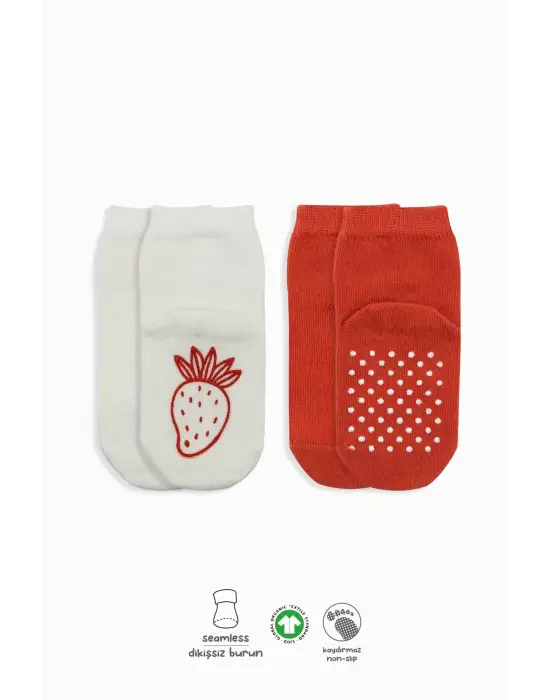 Omarı Renkli Meyve Desenli Kaymaz Çorap Seti