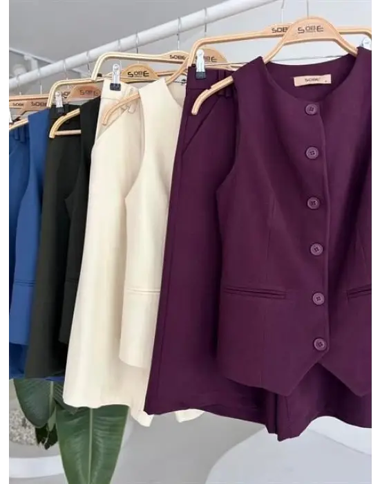 Midi Şortlu Ve Yelekli Viscon Takım 10167