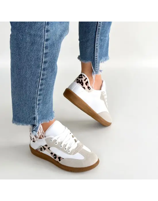 Mier Beyaz Cilt Bağcıklı Spor Ayakkabı