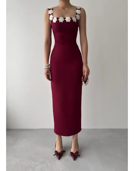 Mıng Çiçek Detaylı Elbise