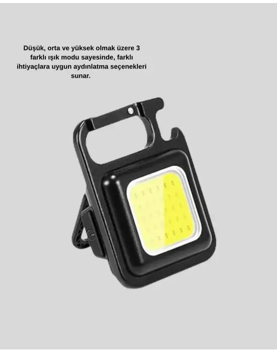 Mini 800 Lümen Led El Feneri – Usb Şarjlı, 3 Kademeli Işık, Şişe Açacaklı Taşınabilir Tasarım