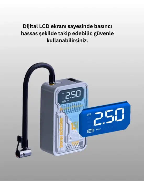 Mini Boy Elektrikli Şarjlı Yüksek Basınçlı Lastik Şişirme Pompası