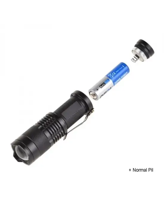 Mini Güçlü Şarjlı Pilli El Feneri  Wt-304