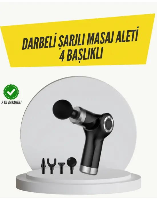 Mini Masaj Tabancası 4 Başlık 6 Hız Ayarlı