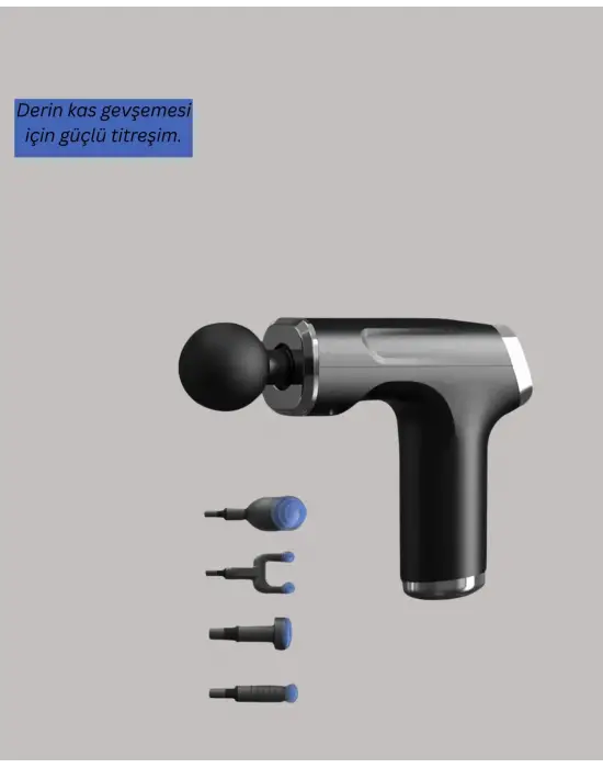Mini Masaj Tabancası 4 Başlık 6 Hız Ayarlı