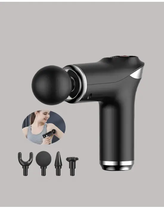 Mini Masaj Tabancası 4 Başlık 6 Hız Ayarlı