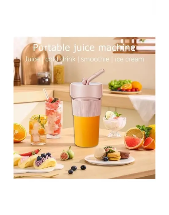 Mini Taşınabilir Mikser 350 Ml Smoothie Makinesi Meyve Sıkacağı Şarj Edilebilir Blender Pembe