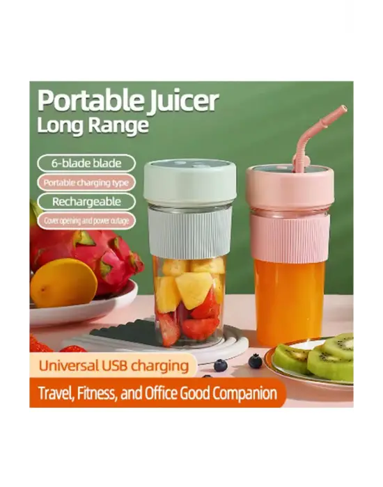 Mini Taşınabilir Mikser 350 Ml Smoothie Makinesi Meyve Sıkacağı Şarj Edilebilir Blender Pembe