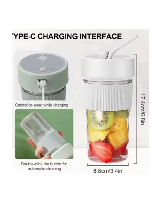 Mini Taşınabilir Mikser 350 Ml Smoothie Makinesi Meyve Sıkacağı Şarj Edilebilir Blender Yeşil