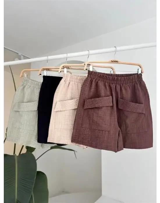Omarı Mini Keten Takım Şortlu Yaz Modası