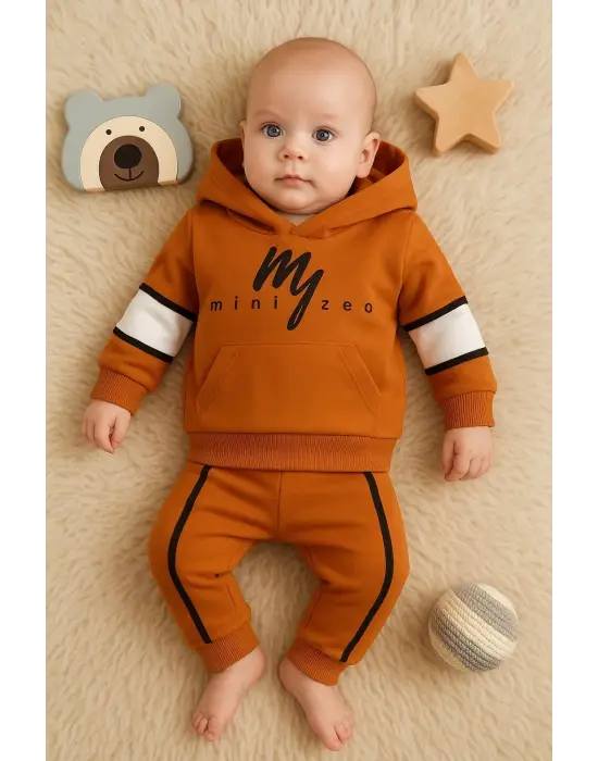 Mini Zeo Desenli Pamuklu 2li Erkek Bebek Takımı