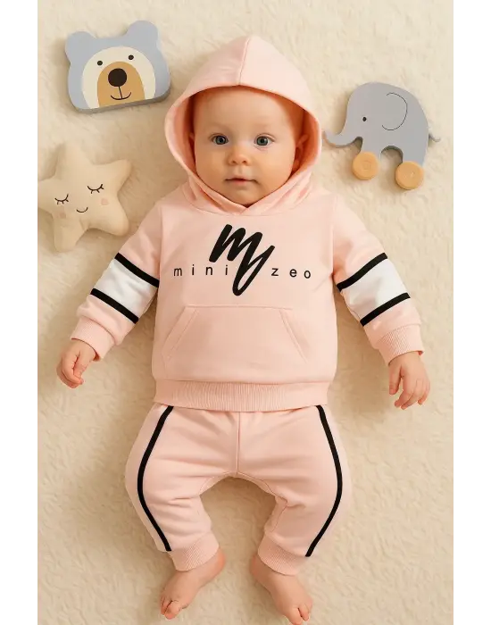 Mini Zeo Desenli Pamuklu 2li Erkek Bebek Takımı
