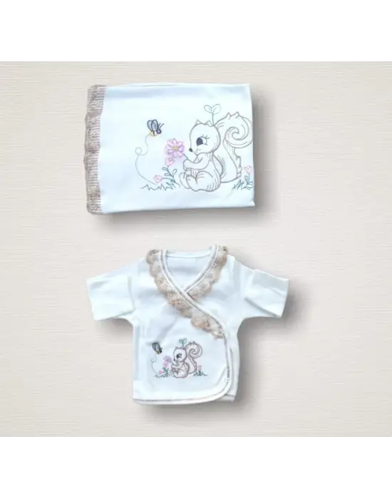 Trend Minik Sincap Nakışlı Zıbın Takımı