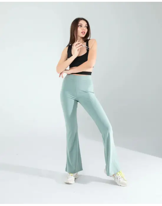 Omarı İspanyol Paça Mint Tayt - Rahatlık ve Şıklık Bir Arada