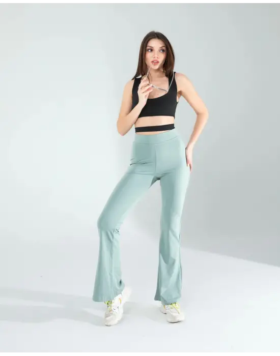 Omarı İspanyol Paça Mint Tayt - Rahatlık ve Şıklık Bir Arada