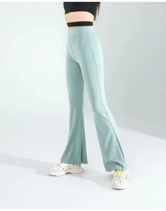 Omarı İspanyol Paça Mint Tayt - Rahatlık ve Şıklık Bir Arada