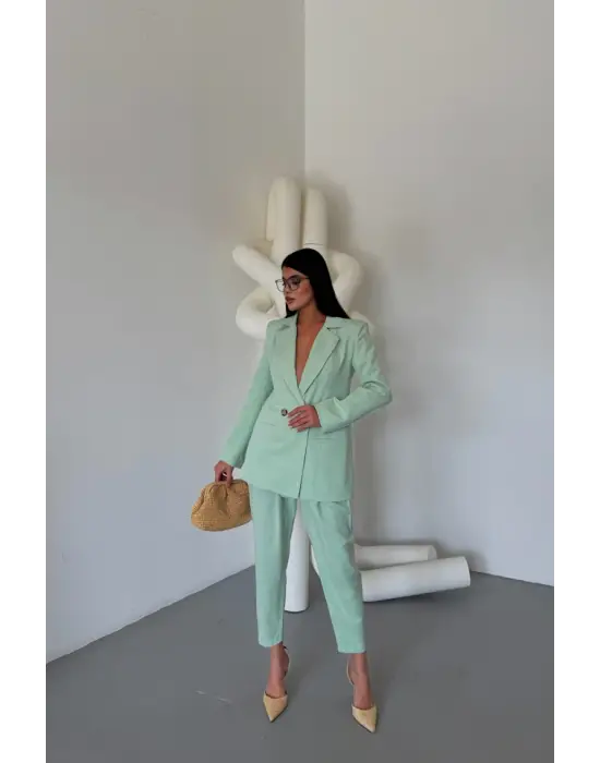 Omarı Mint Keten Takım - Şık ve Rahat Kombin