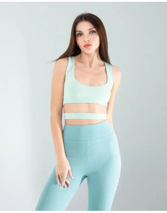 Omarı Modern Mint Dalgıç Crop Üst