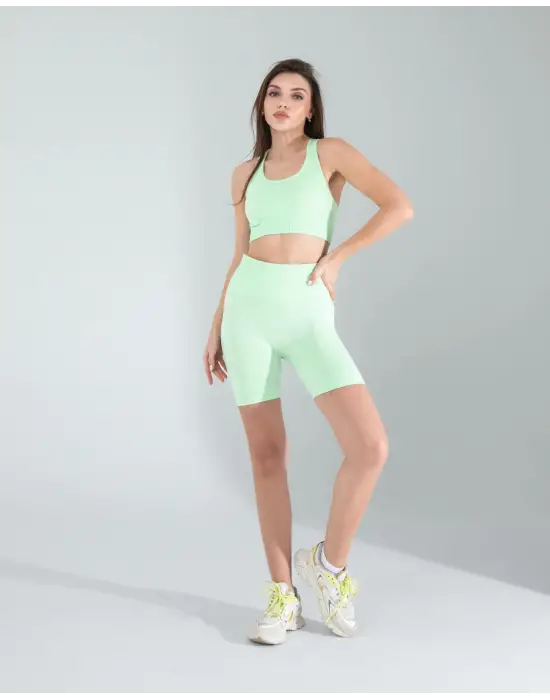 Sportif Biker Tayt Crop Takım