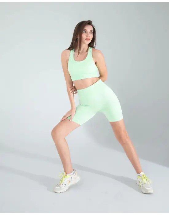 Sportif Biker Tayt Crop Takım