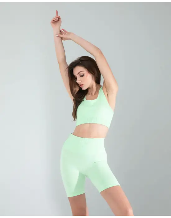 Sportif Biker Tayt Crop Takım