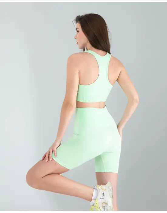 Sportif Biker Tayt Crop Takım