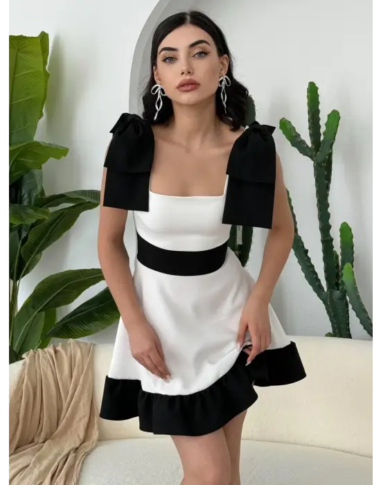 Miron Omuz Fiyonklu Elbise