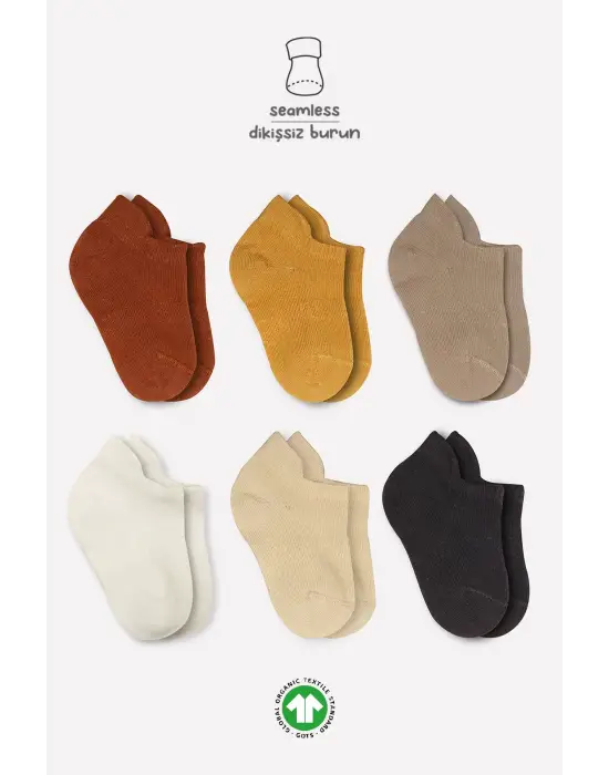 Omarı Çorap Mix Sneakers 6lı Set Toprak Renkli