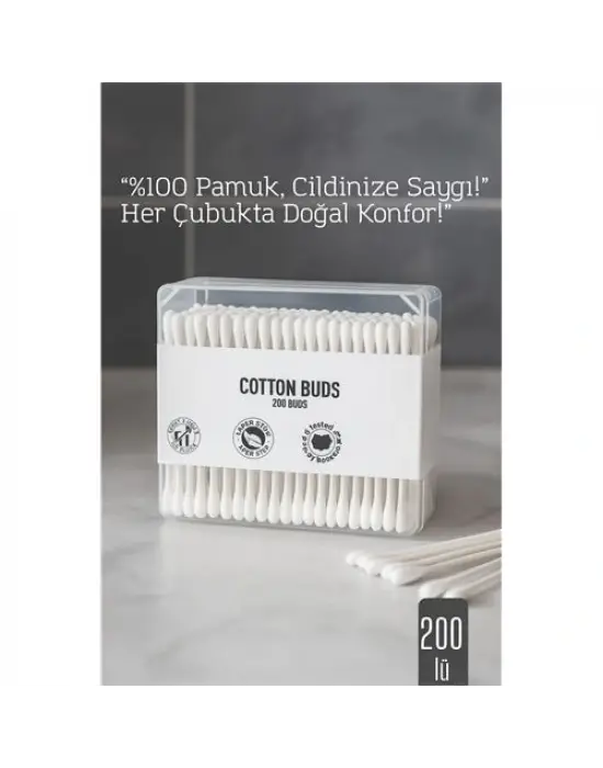 Modacar %100 Pamuk Kulak Çubuğu – 200’lü Paket