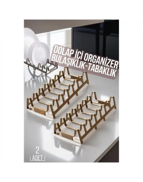 Modacar 2 li Dolap İçi Tencere Kapak Ve Tabak Düzenleyici Kurutmalık Organizer LATTE