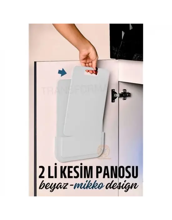 Omarı Yapışkanlı Kesim Tahtası ModaCar 2li Stantlı Beyaz