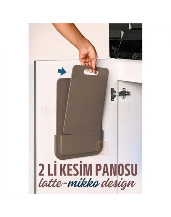 Omarı 2li Stantlı Yapışkanlı Kesim Tahtası - LATTE Renk Seçeneği