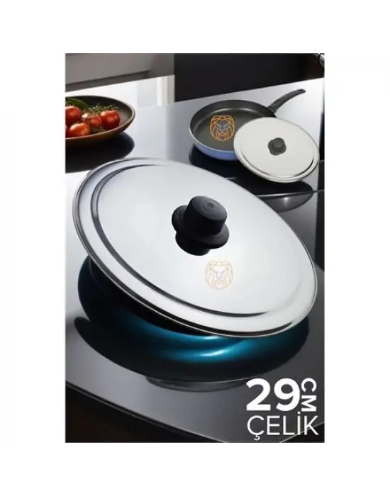 Omarı 29 cm Kızartma Tavası Kapağı Çelik Tasarım
