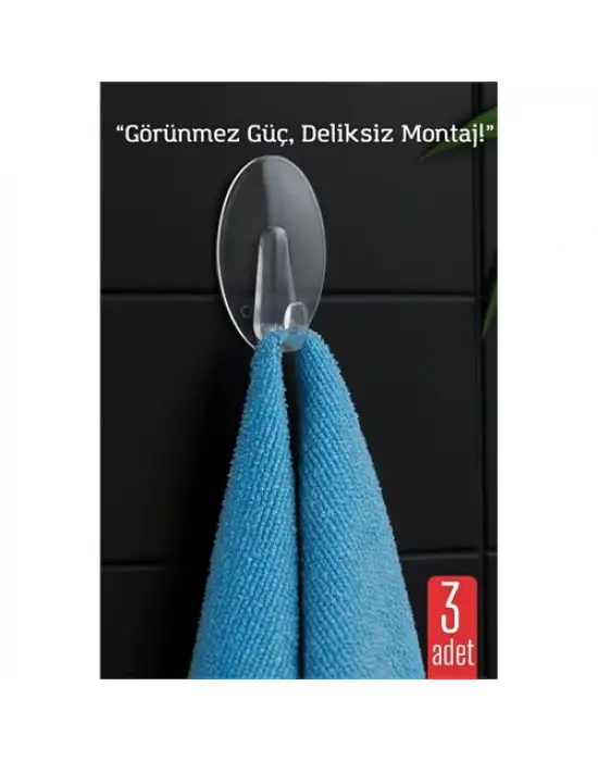 Modacar 3 lü Şeffaf Kendinden Yapışkanlı Duvar Askısı – 5.5 x 3.2 cm | İz Bırakmaz, Güçlü Tutuş